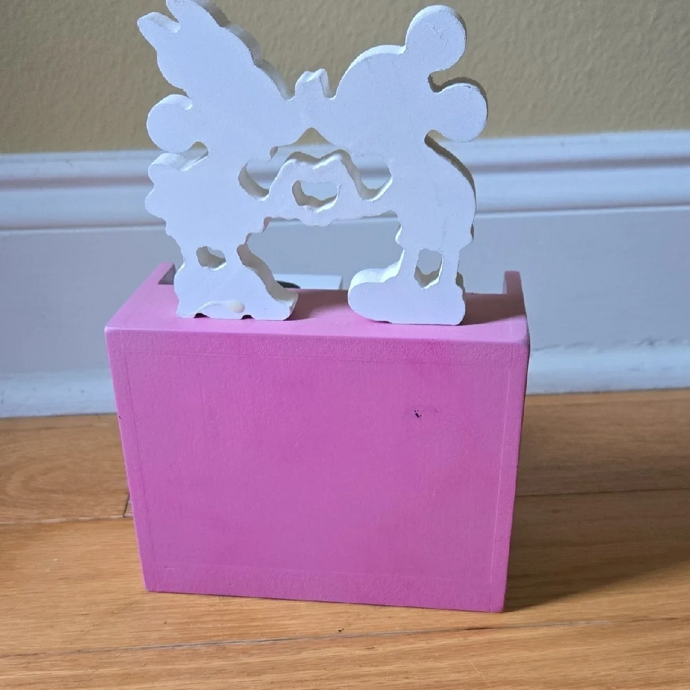 Pink and White Perpetual Calendar with Mickey & Minnie Figures